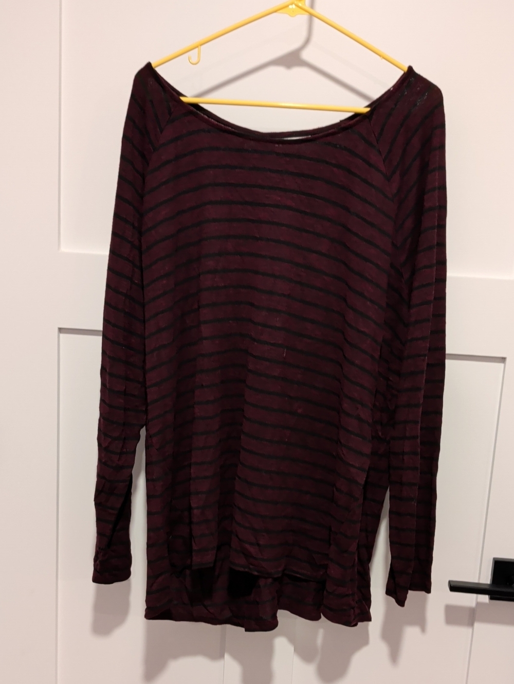 Ava & Viv Burgundy and Black Striped Long-Sleeve Top